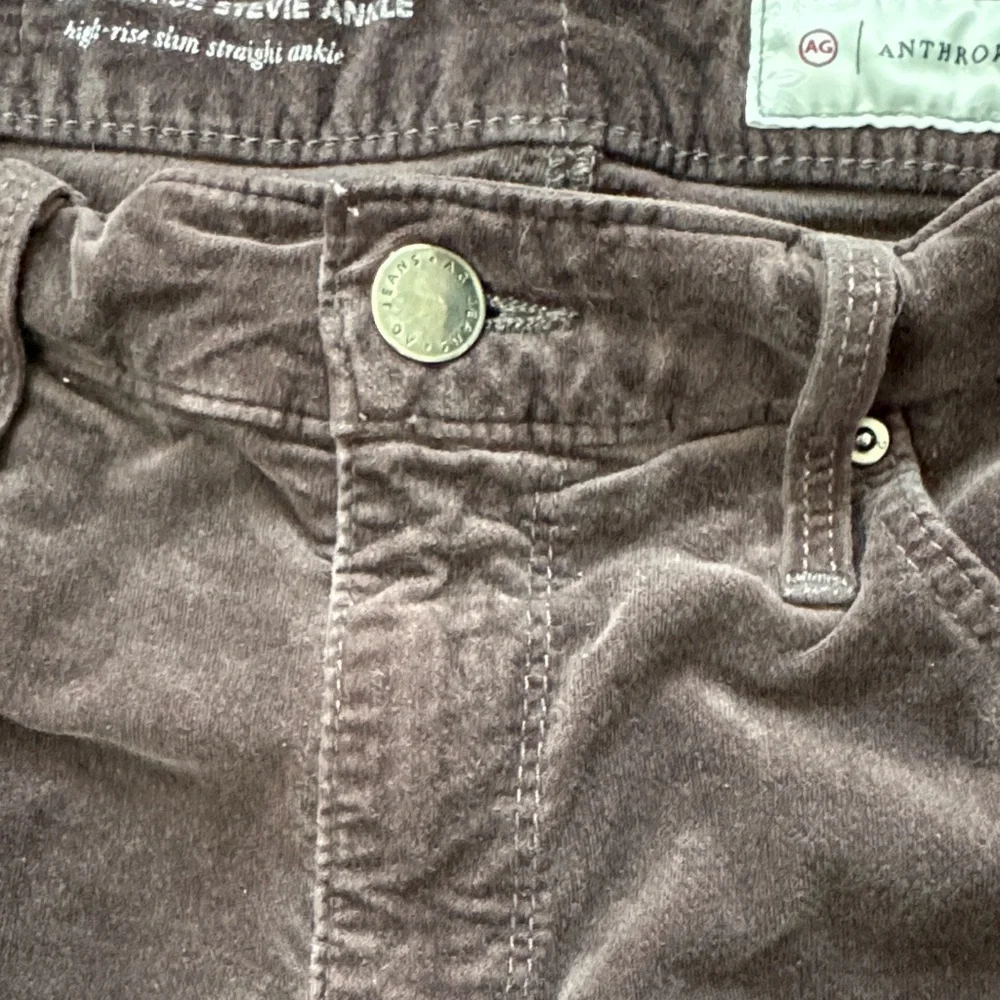 AG Anthropologie High Rise Stevie Ankle Corduroy Pants Plum 25R